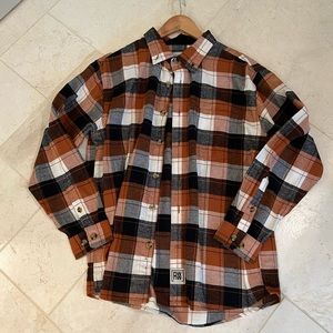 Men’s flannel plaid button up shirt by real work wear sz small